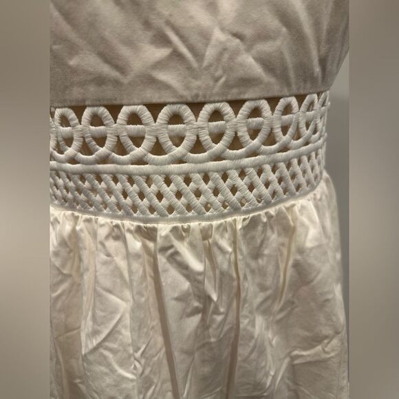 Ted Baker London A-line White Crochet Panel Dress-Rose Gold Tone Zip-Size 3/M - Picture 4 of 10